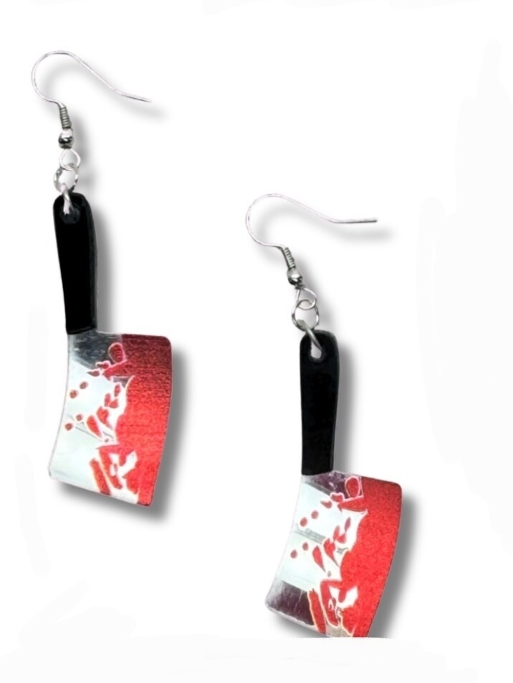 Pair of Bloody Meat Cleaver Dangle Earrings - Horror Aesethic BNIB